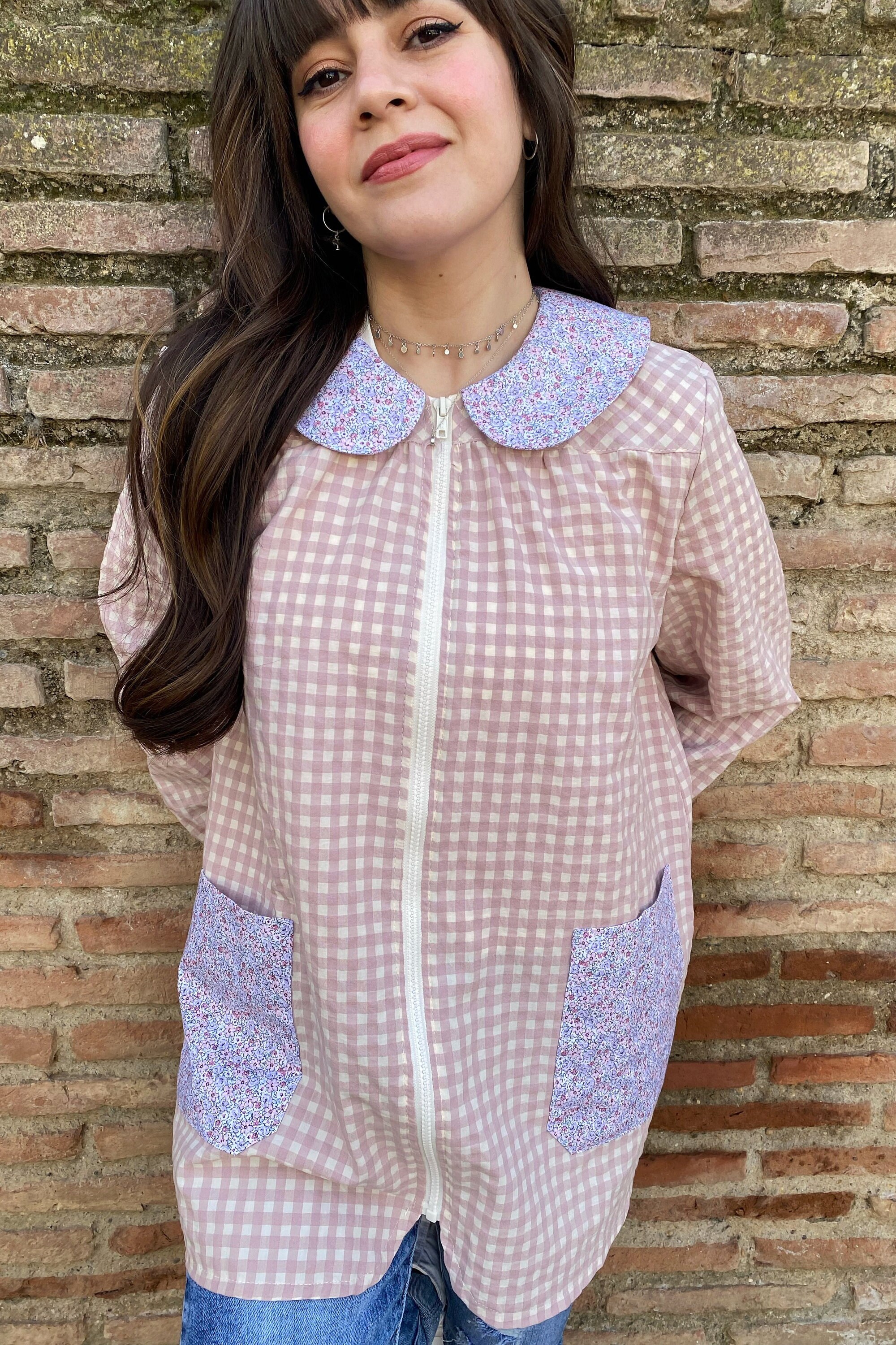 Teacher Smock Pink Gingham Teacher Smock Bobo Neck Teacher Etsy