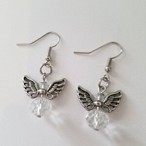 Clear Crystal Glass April Angel Earrings