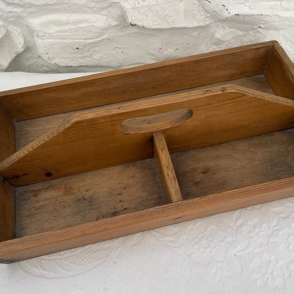 Vintage Wooden Cutlery Tray / Garden Trug / Quirky Storage or Display Tray