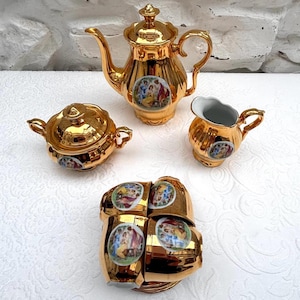 Vintage Gold Coffee Set by Epiag Czechoslovakia