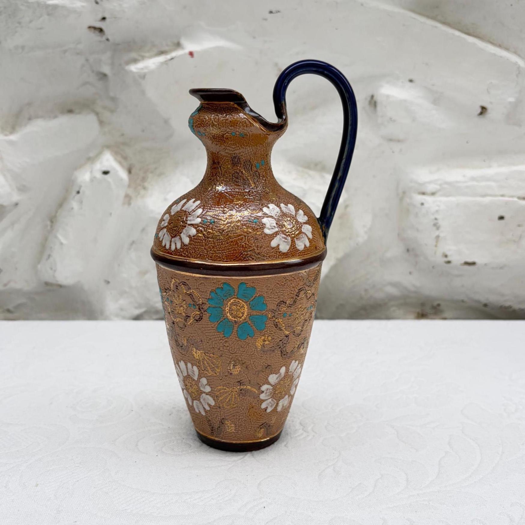 ト*ン様 総刺繍 小紋 藍媚茶色 ONE'S】1875年 Doulton Lambeth ドルトン・ランべス窯 ロイヤル