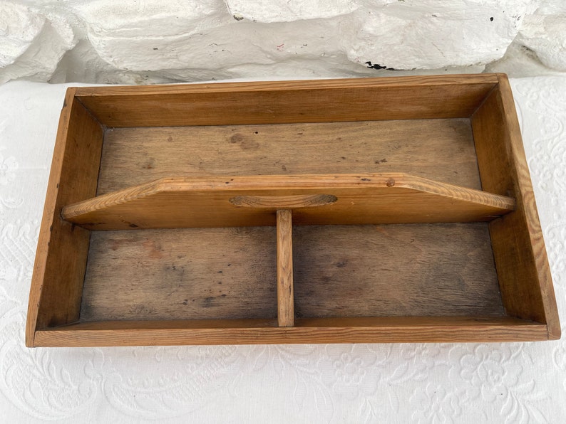 Vintage Wooden Cutlery Tray / Garden Trug / Quirky Storage or Display Tray image 5