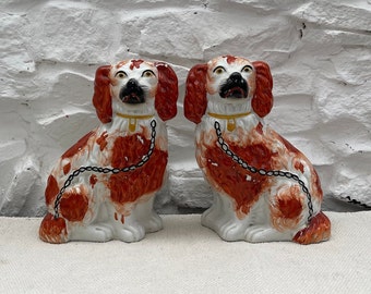 Vintage Staffordshire Style Pottery Dogs