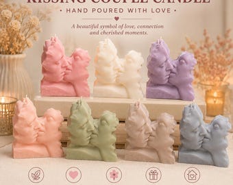Kerze mit küssendem Paar – Romantische Kerze in Form einer Körperskulptur, Geschenk zur Hochzeit oder zum Jahrestag, Intime Dekoration für Zuhause