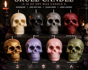 Skull Candle: 10 oz Soy Wax Halloween Gothic Decor