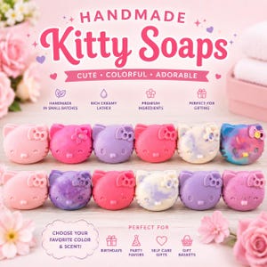 Zeep met kattenprint, cadeau, schattige badzeep, feestartikel voor een verjaardag, ambachtelijke zeep