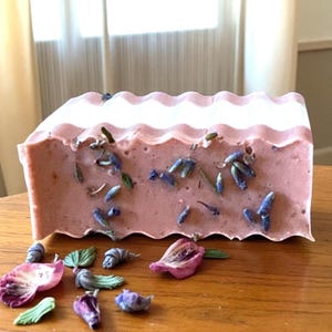 Marbled Oatmeal Soap Loaf: Lavender Vanilla Handmade Bath Bar