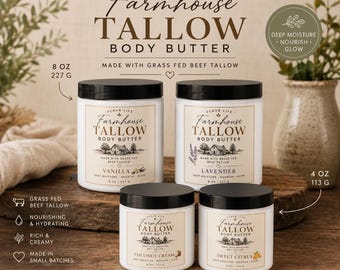 Beef Tallow Body Butter Grass Fed Moisturizer Dry Skin Cream