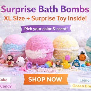 XL Kids Bath Bomb with Surprise Toy | Custom Scent & Color (1)
