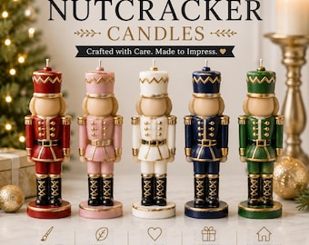 Hand Painted Nutcracker Candle: Soy Wax Blend Christmas Decor, USA Made