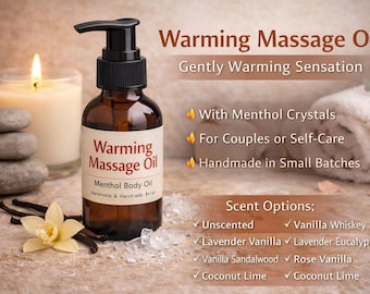 Aceite de masaje con efecto calor, 113 ml / Aceite corporal de mentol / Regalo para parejas