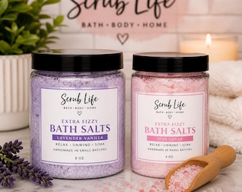 Extra Fizzy Bath Salts: Customizable Scent & Color (4 oz or 8 oz)