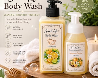 Custom Scent Handmade Body Wash: Honey or Glycerin Base (16 or 8 oz)