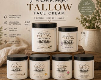 Tallow Face Cream Whipped Moisturizer Jojoba Rosehip Natural Skincare Glow