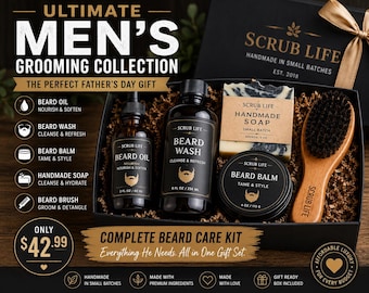 Men Grooming Geschenk-Set | Vatertags Geschenk | Komplettes Bartpflege Set