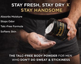 Men's Talc-Free Body Powder: Sweat, Odor Control, Moisture Absorbing, Smooth Skin
