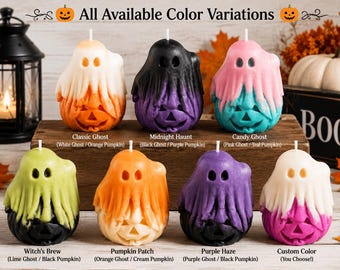 Ghost Pumpkin Candle | Halloween Decor | Custom Color & Scent Gift