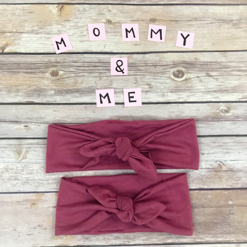 Mauve Pink Matching Headbands Mauve Matching Wraps-Mommy and Me Headband Set Baby Knot Headband Baby Matching Headbands
