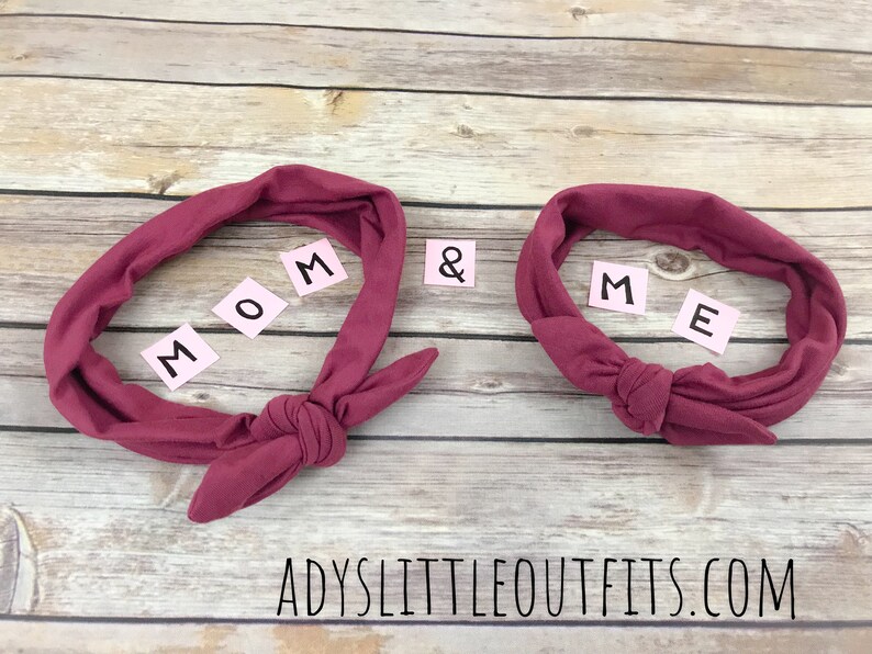 Mauve Pink Matching Headbands Mauve Matching Wraps-Mommy and Me Headband Set Baby Knot Headband Baby Matching Headbands