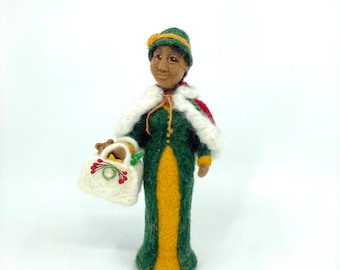 Ms Claus Holiday Doll Needle Felted Figure