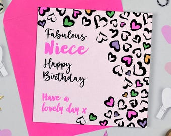 Leopard Love Niece Birthday Card
