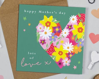 Green Garden Happy Mother's Day Card | Flower Heart Card for Mother's Day