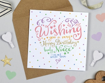 Heart and Soul Rainbow Niece Birthday Card