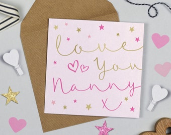 Starlight Love You Nanny Card | Gold Foil Birthday Card