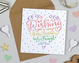 Heart and Soul Rainbow Friend Birthday Card | Multi-coloured foiled Birthday Card for Friend