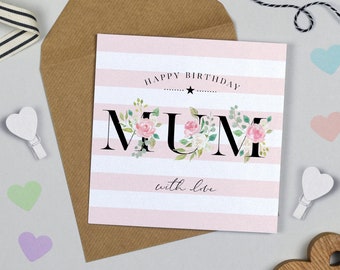Happy Birthday Mum Card Pink