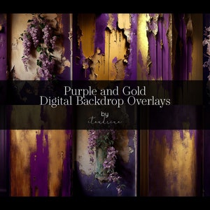Purple & Gold Digital Backdrop Overlays: Photoshop Composites (Digital Download)