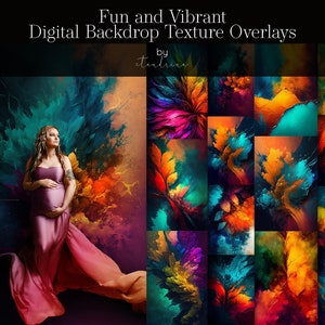 Fun and Vibrant Digital Backdrop Texture Overlays, Colorful Texture Overlays, Rainbow Photoshop Textures, Paint Texture Overlays