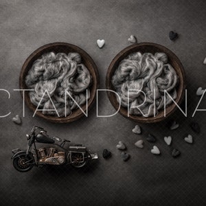 Motorcycle Twin Baby Digital Backdrop: Photoshop Composite (Digital Download)