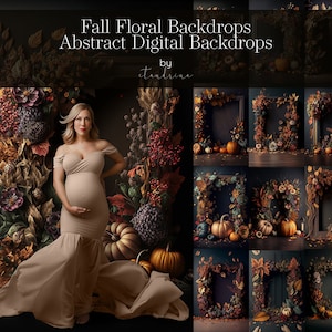 Autumn Floral Digital Backdrops: Abstract Fall Backgrounds (Digital Download)