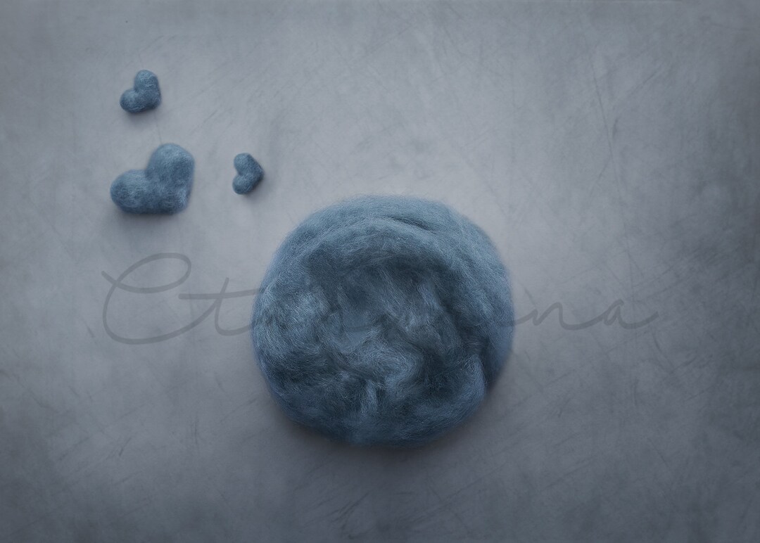 Blue Felt Newborn Backdrop: Hearts, Baby Boy Photography (digital ...