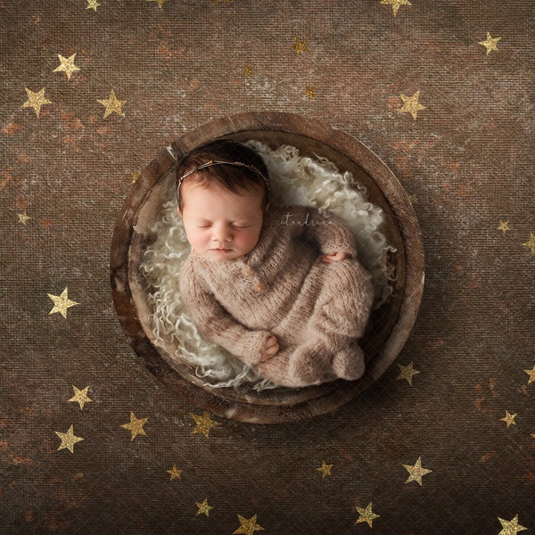 Gold Stars Newborn Digital Backdrop, Star Newborn Digital Background, Pretty Baby Backdrops, Newborn Composite Backdrops for Photoshop