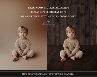 Dark Wood Planks Digital Backdrop, Sitter Photography Background for Photoshop (Digital Download)