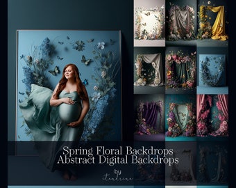 Fondos digitales florales de primavera, superposiciones de fondo digital de primavera abstracta, superposiciones de fondo de maternidad, fondos de maternidad para Photoshop