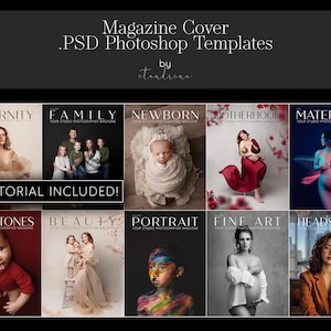 Customizable Magazine Covers for Photoshop, .PSD Layered Files for Magazine Cover, Studio Portfolio Display Template with Included Tutorial