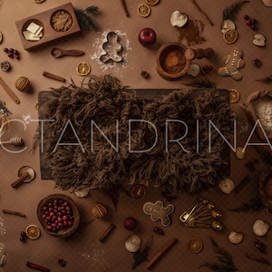 Christmas Baking Newborn Digital Backdrop: Gingerbread Theme (Digital Download)
