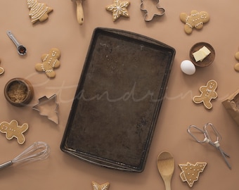 Christmas Cookies Newborn Backdrop: Gingerbread Baking Scene (Digital Download)