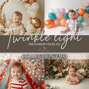 Twinkle Light Overlays COLLECTION 2, Cake Smash Background Lights, Real Twinkle Light Bokeh, Digital Fairy Lights for Milestone Sessions