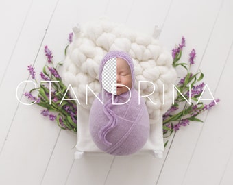 Spring Newborn Digital Backdrop, Purple Floral Newborn Digital Background, PNG Floral Baby Backdrop, White and Purple Backdrop for Photoshop