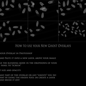 Cute Ghost Overlays, Halloween Overlays, Spooky Overlays, Flying ghosts, Overlays for Photographers and Creatives, Overlays for Photoshop image 2