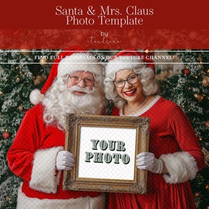 Plantilla de foto de Papá Noel y la Sra. Claus: Máscara PSD en capas (descarga digital)