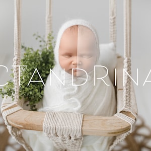 Fondo digital para recién nacidos con columpio de macramé: Bebé bohemio (PNG)