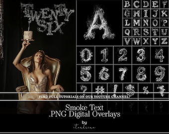 PNG Smoke Letters, Smoke Text Overlays for Photoshop, Smoke Numbers, Whisps and Signs, Smoke Overlays Digital Download (With Tutorial)