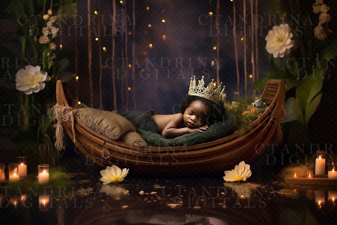 Frog Prince Bayou Newborn Digital Backdrop, Princess and Frog in a ...