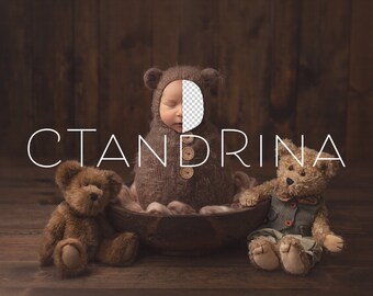 Teddy Bear Newborn Digital Backdrop, PNG Bear Newborn Background, Replace the Face Newborn Digital Backdrop for Photoshop by CTandRina