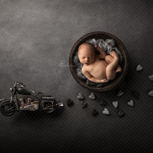Motorcycle Newborn Digital Backdrop: Harley Biker Baby (Digital Download)